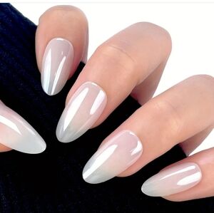 (Bundle Of 4 Sets) Milky White Chrome Press-On Nails